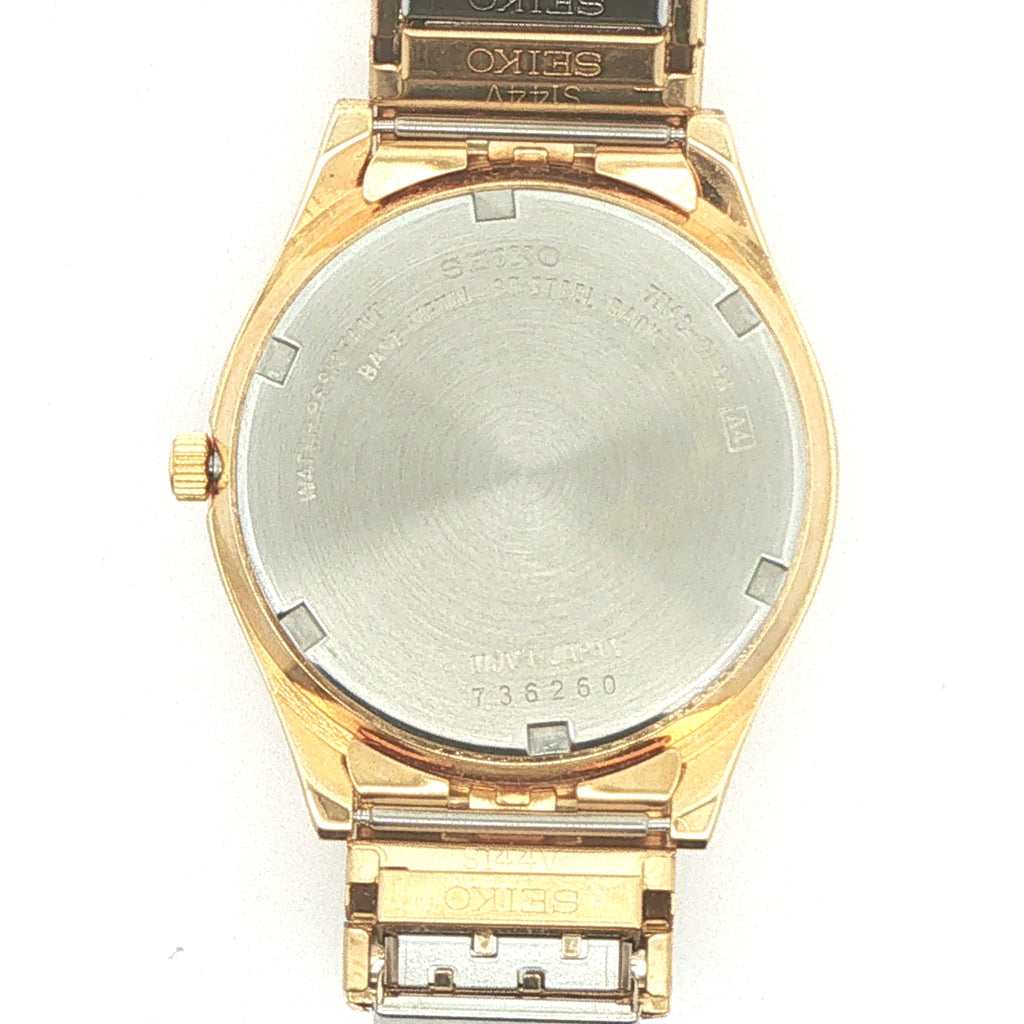 Vintage 1990s–2000s Seiko Railroad Approved Men’s 35mm Gold-Tone Day-Date Watch