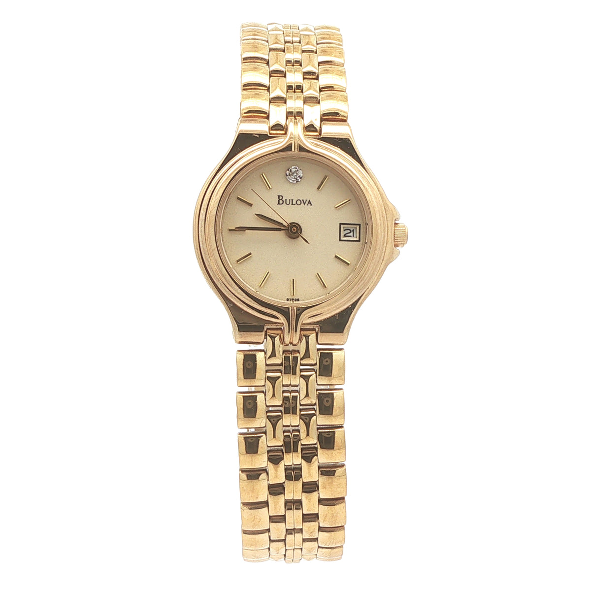 1998 Estate Vintage Bulova Ladies’ 24mm Gold-Tone Natural Diamond Watch