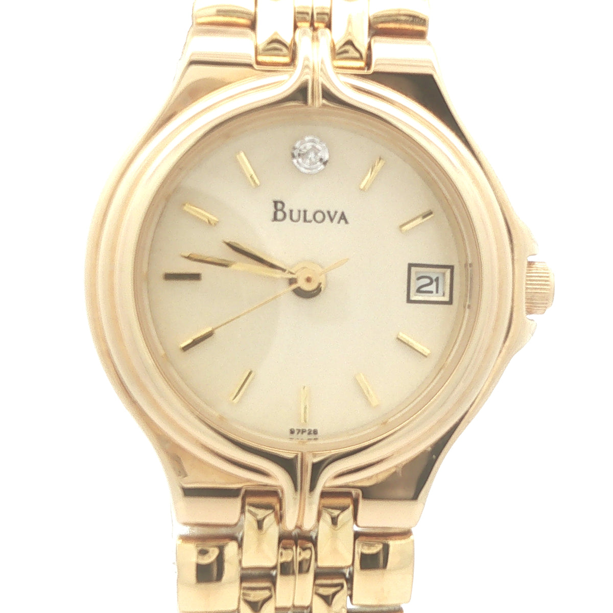 1998 Estate Vintage Bulova Ladies’ 24mm Gold-Tone Natural Diamond Watch