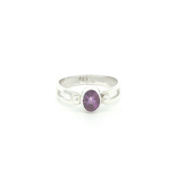 Vintage Estate Sterling Silver Oval Amethyst Ring – SZ 7.25