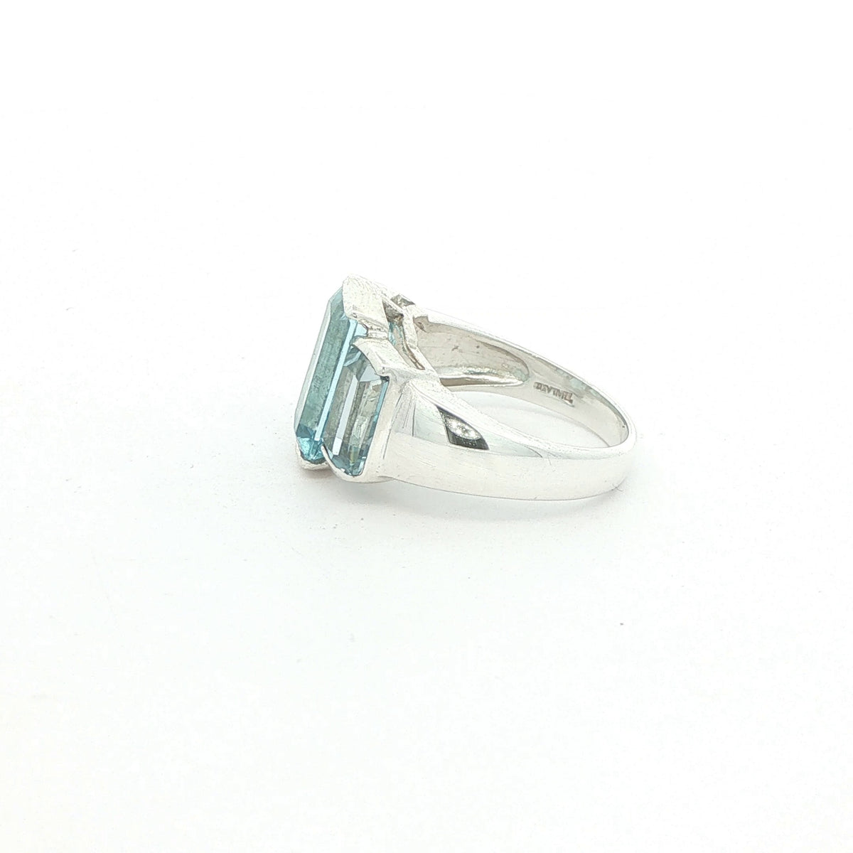 Vintage Estate Sterling Silver Three-Stone Aquamarine Ring – SZ 7