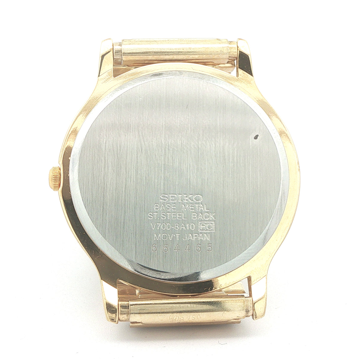 Vintage c. 1996 Seiko V700-8A10 Gold-Tone Black Dial Quartz Dress Watch