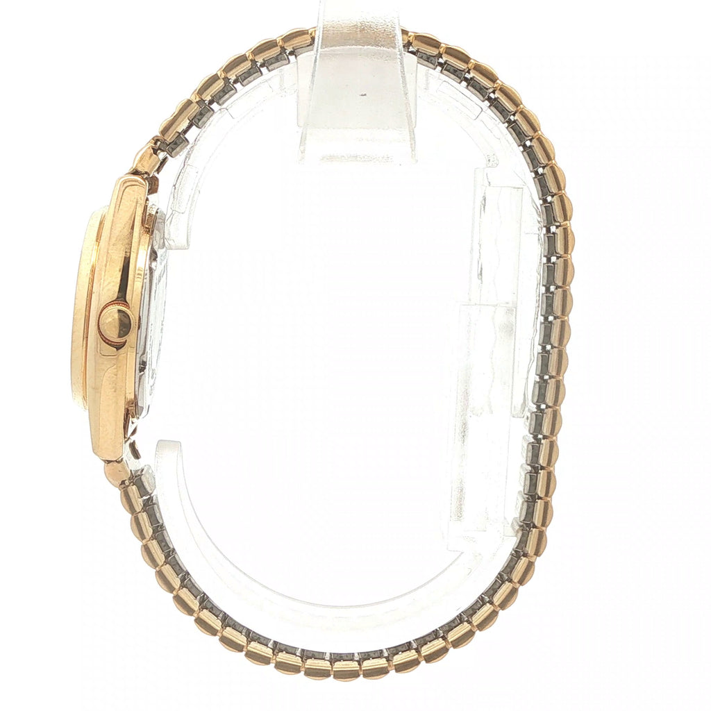 Estate Vintage Seiko Ladies’ Gold-Tone Day-Date Watch with Stretch Bracelet — Circa 1990s–2000s