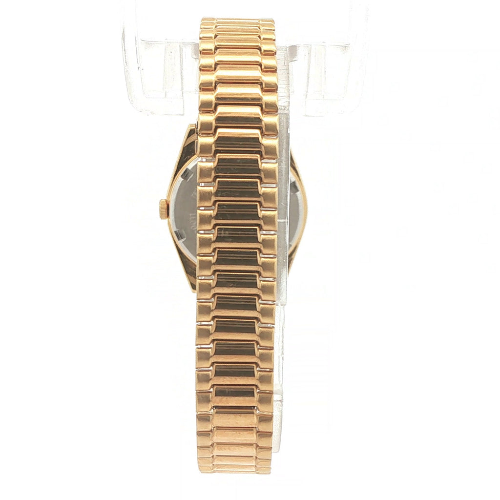 Estate Vintage Seiko Ladies’ Gold-Tone Day-Date Watch with Stretch Bracelet — Circa 1990s–2000s