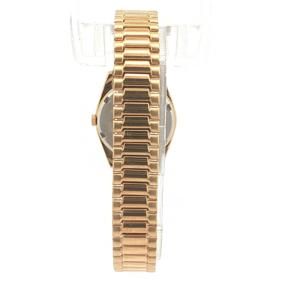 Estate Vintage Seiko Ladies’ Gold-Tone Day-Date Watch with Stretch Bracelet — Circa 1990s–2000s