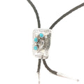 Vintage Estate Sterling Silver Natural Turquoise Feather Bolo Tie – 18-Inch Cord