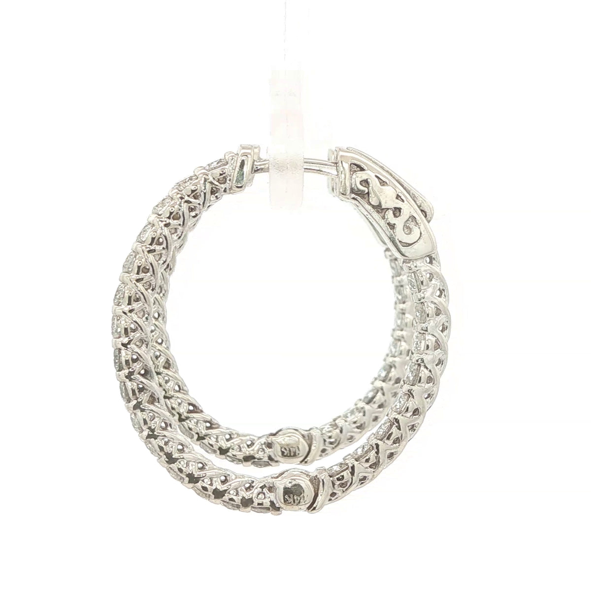 Estate 14K White Gold 2.00 CTW Natural Diamond Inside-Out Hoop Earrings – 25mm