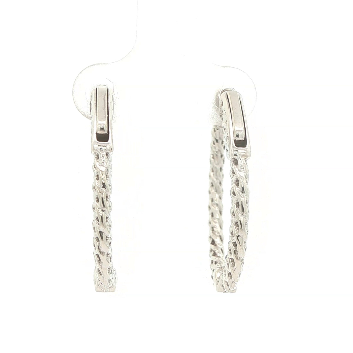 Estate 14K White Gold 2.00 CTW Natural Diamond Inside-Out Hoop Earrings – 25mm