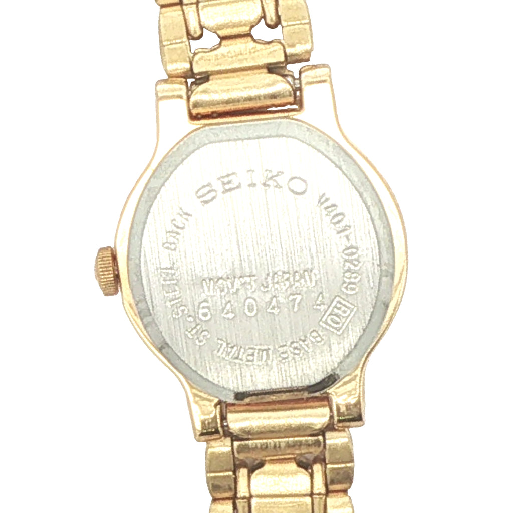 Estate Vintage Seiko Ladies’ 22mm Gold-Tone Black Dial Watch — Circa 1990s–2000s