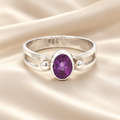 Vintage Estate Sterling Silver Oval Amethyst Ring – SZ 7.25
