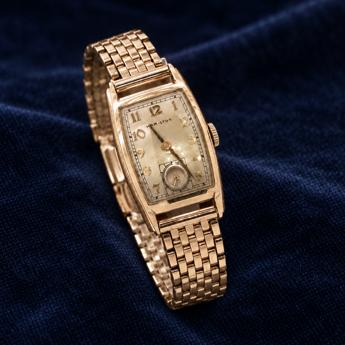 Hamilton Alan Circa 1946 10K Gold Filled Vintage Wrist Watch with Box, Papers & Gold Filled Bracelet