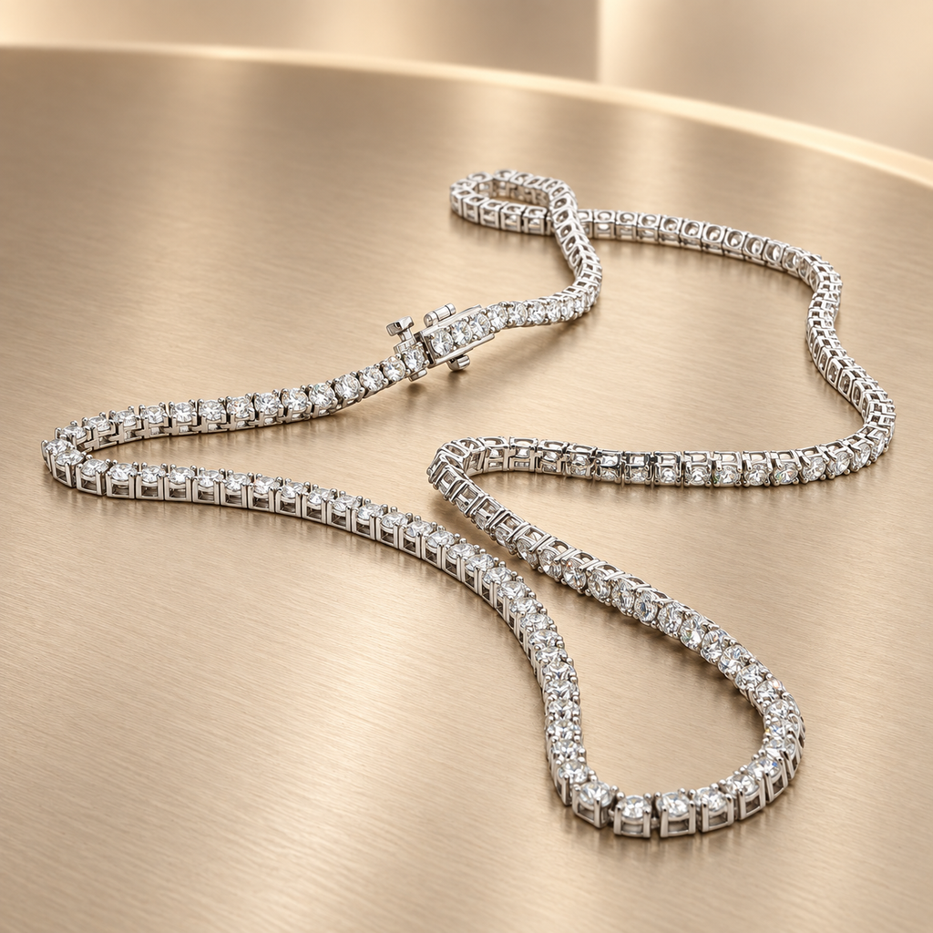 16-Inch Sterling Silver 10.00 CTW Lab-Grown Diamond Tennis Necklace