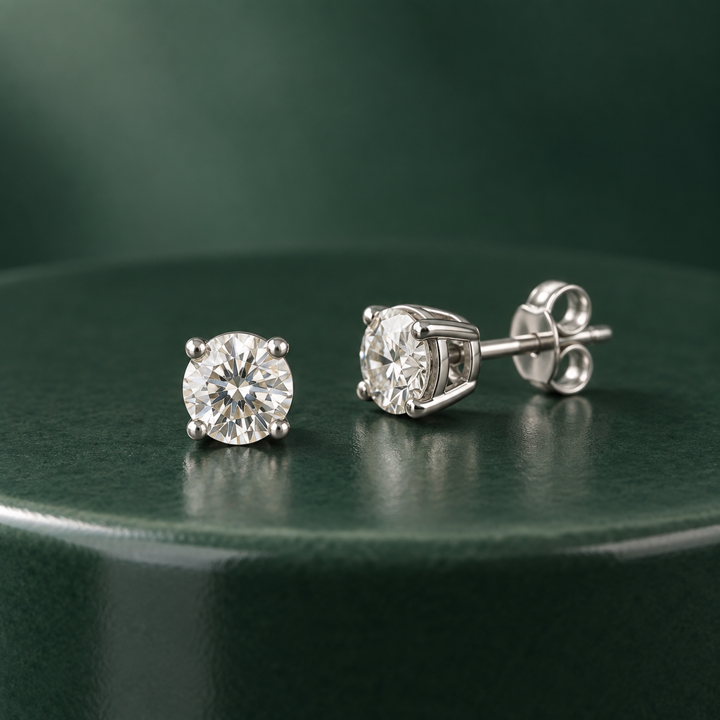 New 14K White Gold Lab-Grown Diamond Stud Earrings – Approx. 0.50 CTW, VS Clarity