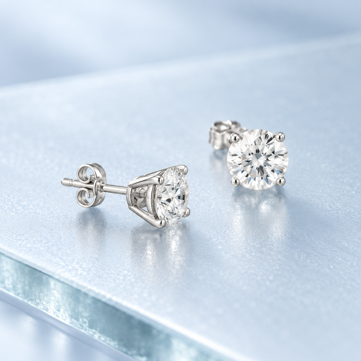 New 14K White Gold Lab-Grown Diamond Stud Earrings – Approx. 0.77 CTW, VS Clarity