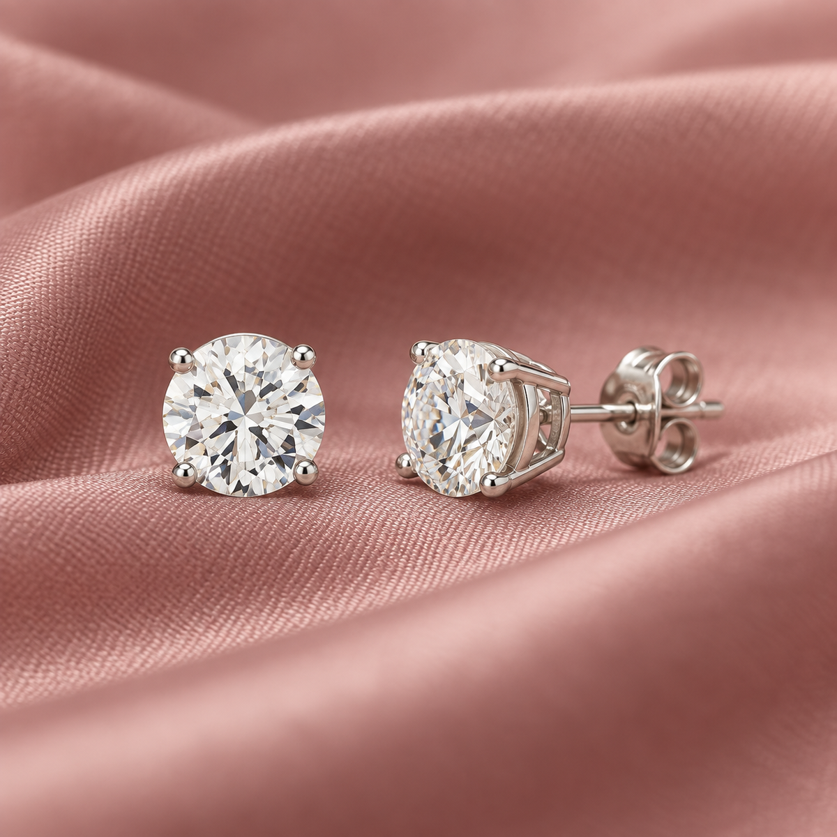New 14K White Gold Lab-Grown Diamond Stud Earrings – Approx. 1.08 CTW, VS Clarity