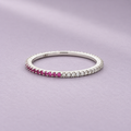 14K White Gold Pink Sapphire & Natural Diamond Band – 0.30 CTW