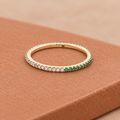 14K Yellow Gold Natural Emerald & Diamond Band – Size 6.50