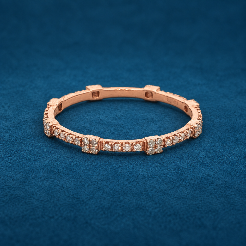 New 10K Rose Gold 0.22 CTW Natural Diamond Cluster Band – Size 7
