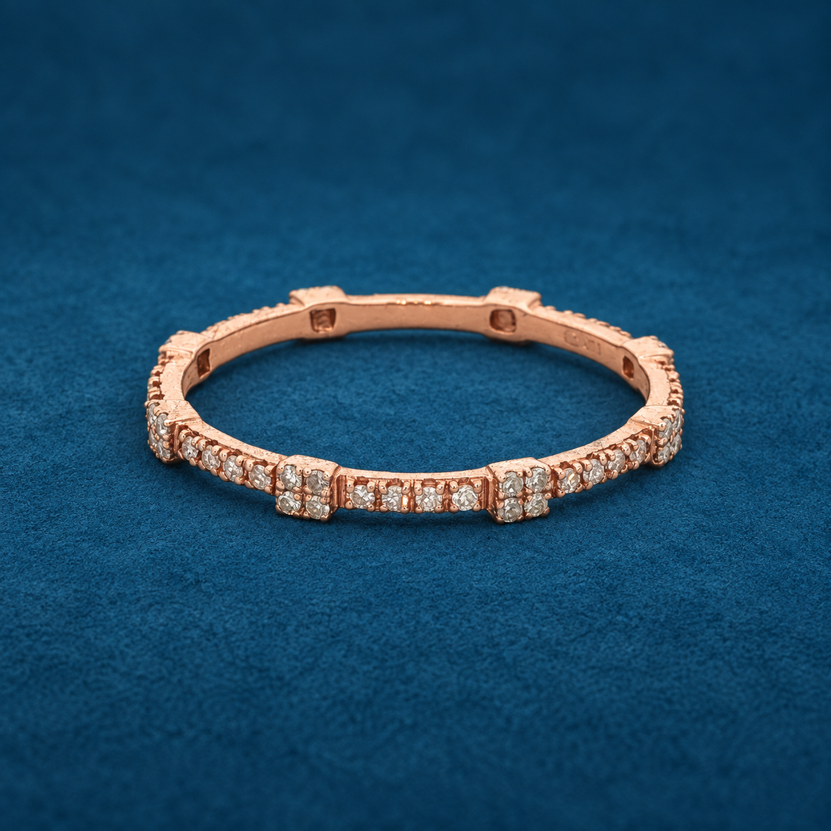 New 10K Rose Gold 0.22 CTW Natural Diamond Cluster Band – Size 7
