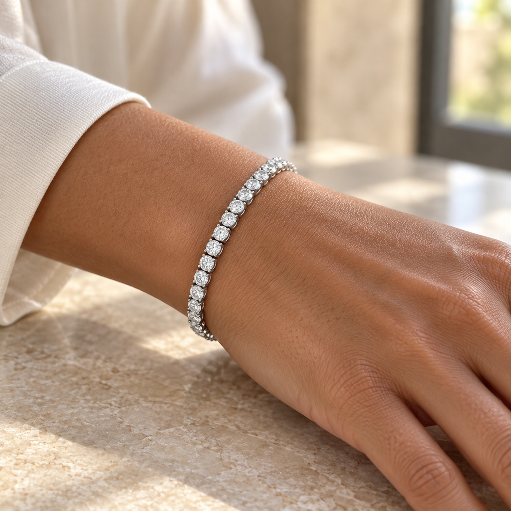 New Silver 5.00 CTW Lab-Grown Diamond Tennis Bracelet – 7 Inch