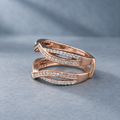 14K Rose Gold 0.50 CTW Natural Diamond Chevron Ring Enhancer – Size 7