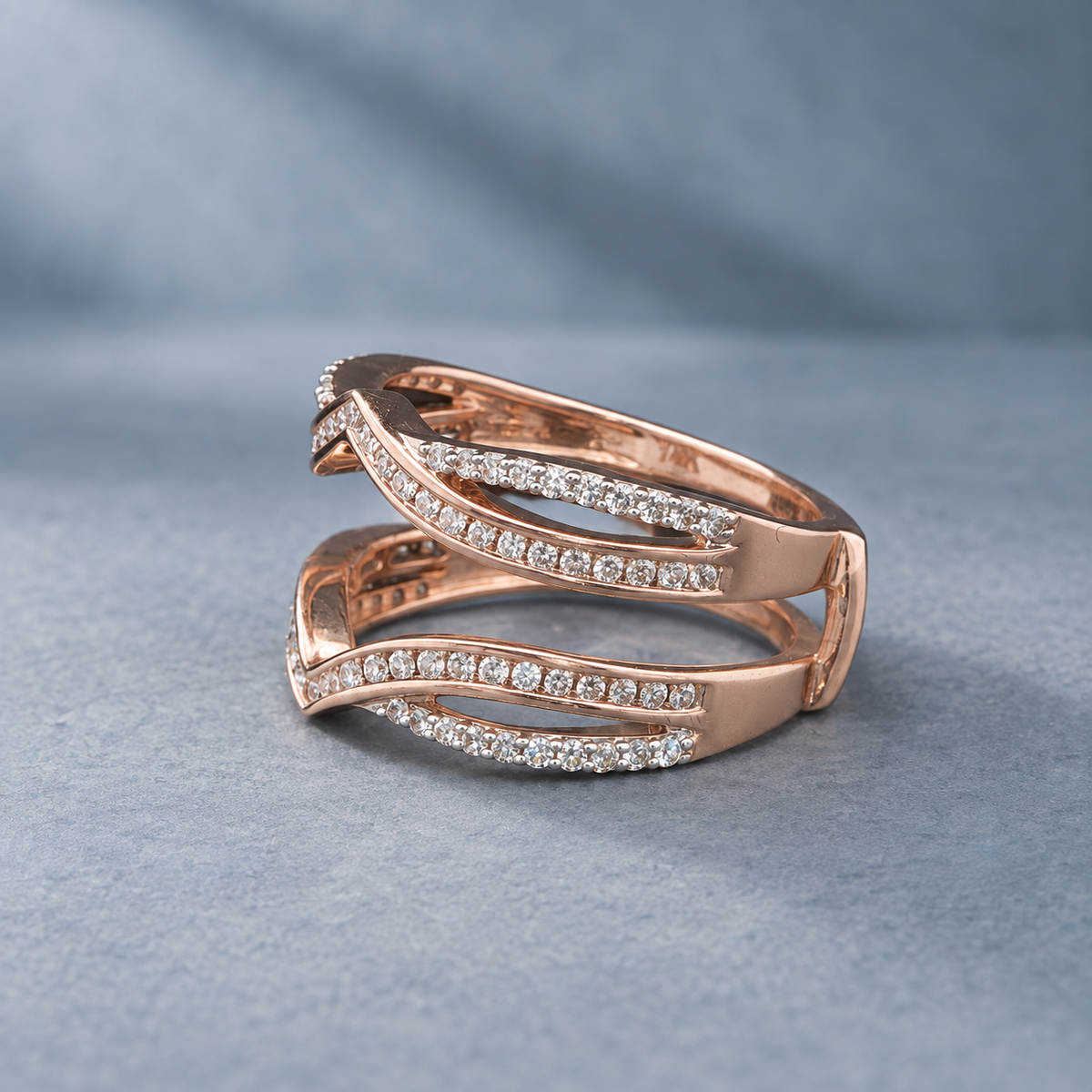 14K Rose Gold 0.50 CTW Natural Diamond Chevron Ring Enhancer – Size 7