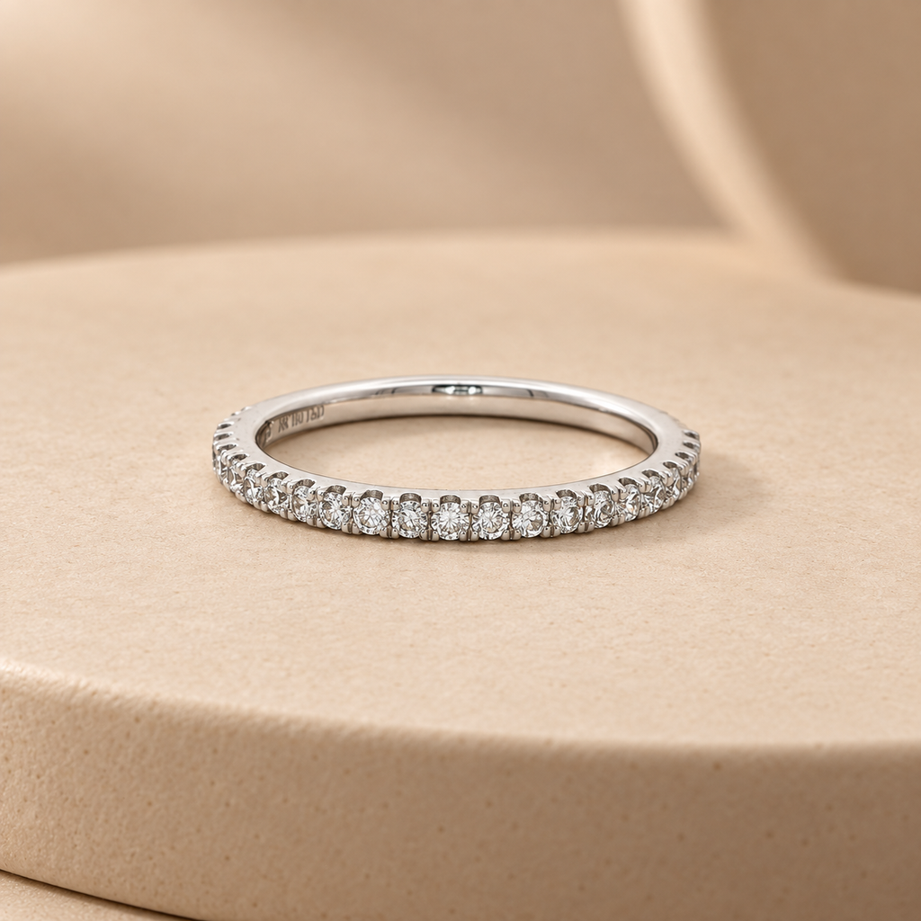 New IGI Certified 14K White Gold Lab-Grown Diamond Band – Approx. 0.325 CTW, Size 7
