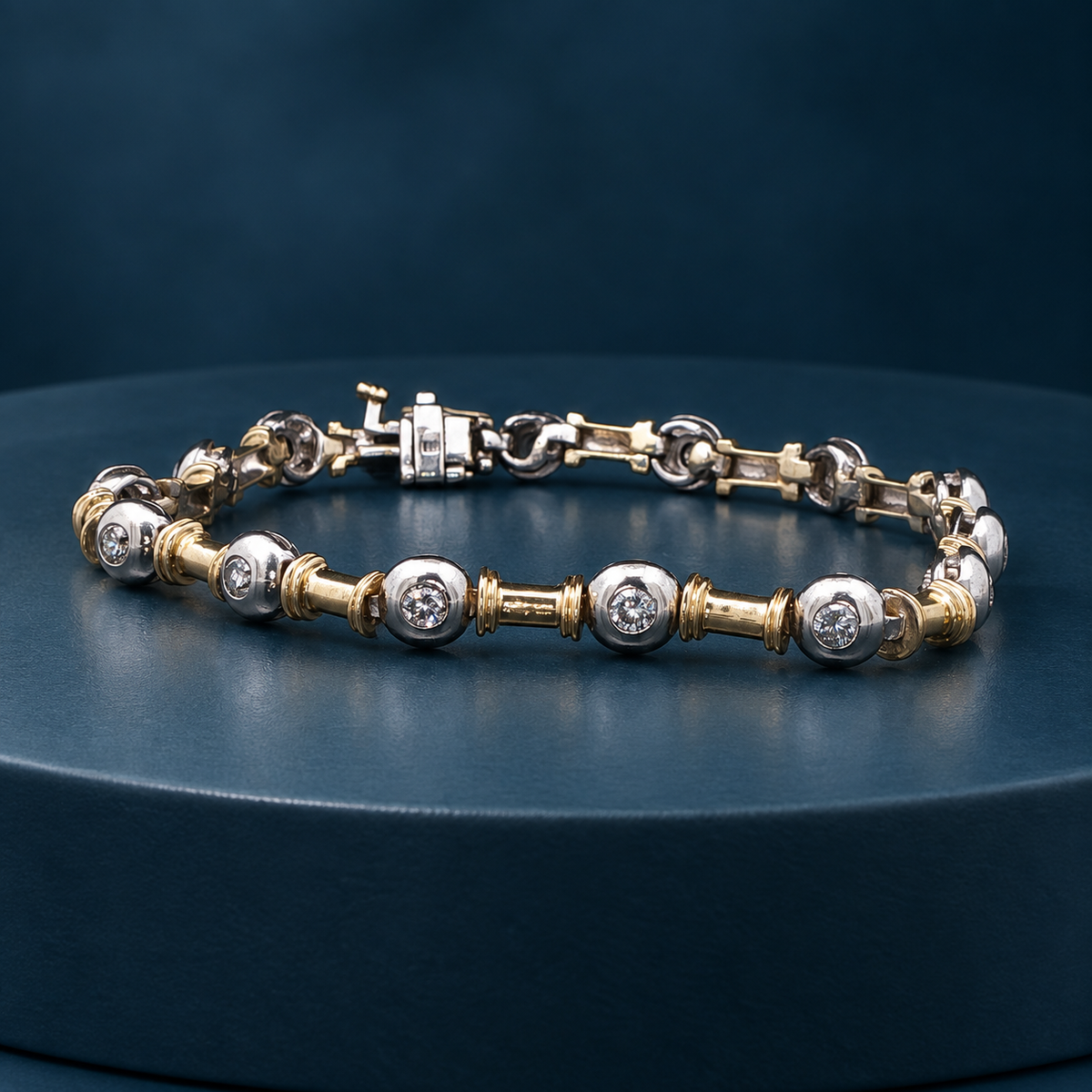 1990s Style 14K Two-Tone Gold Natural Diamond Bracelet – 1.00 CTW