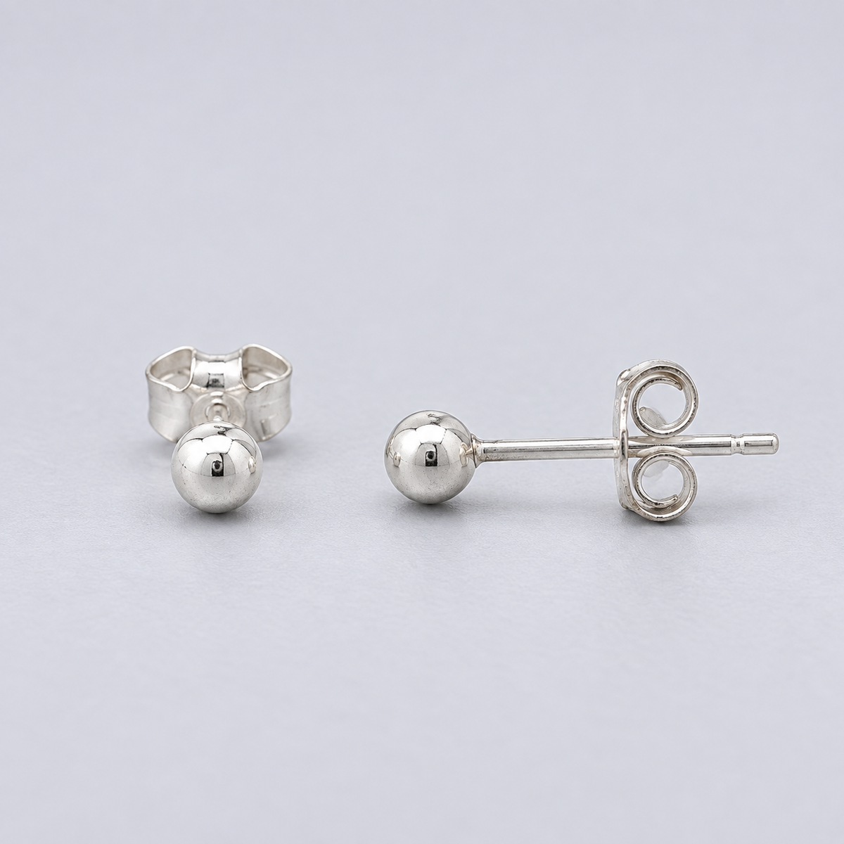 Silver Ball Stud Earrings – 2.70mm with Pushbacks