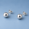 Silver Ball Stud Earrings – 6.8mm with Pushbacks