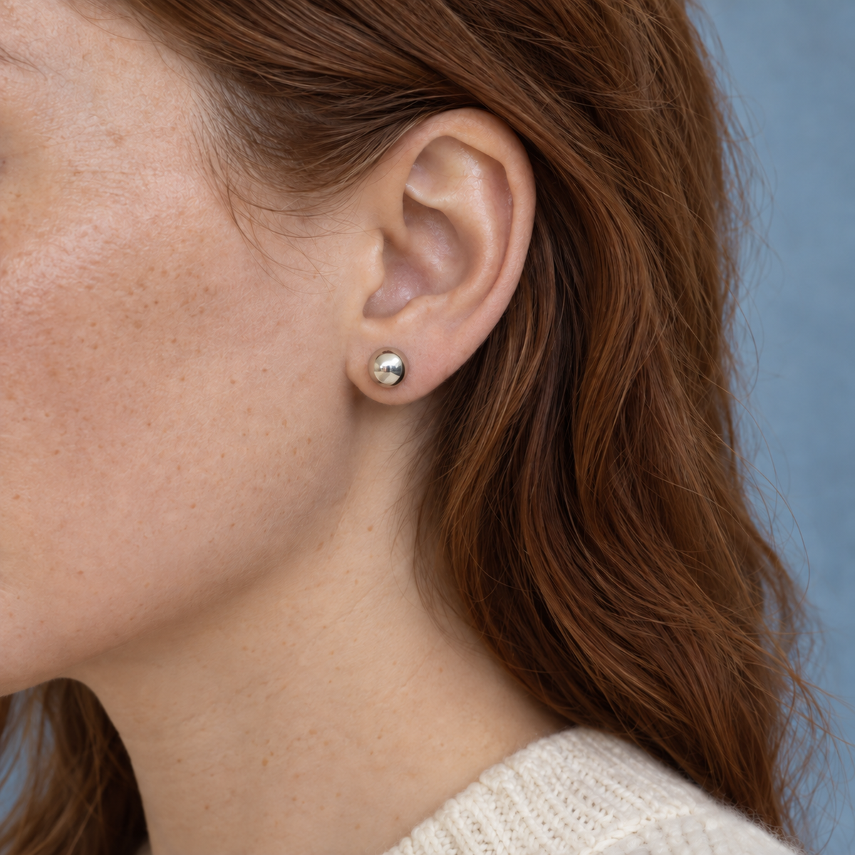 Silver Ball Stud Earrings – 6.8mm with Pushbacks