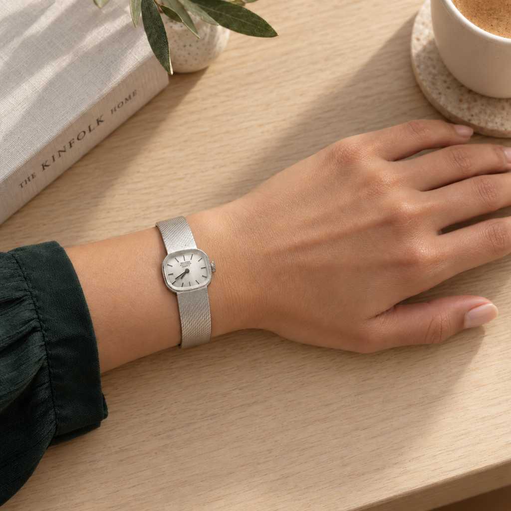 1980 Vintage Estate Bulova Accutron Quartz Stainless Steel Watch – 21mm, With Box