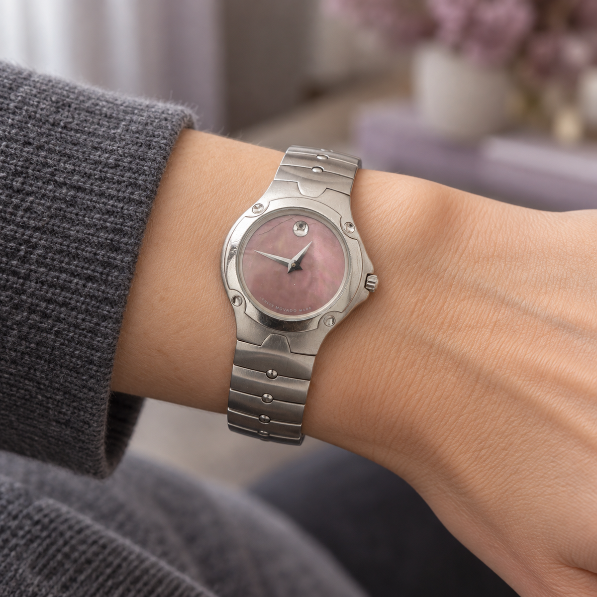 Estate Movado SE Pink Dial Stainless Steel Watch – 26mm