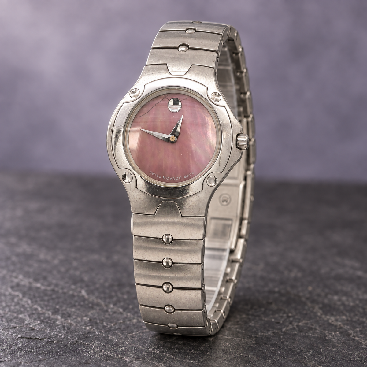 Estate Movado SE Pink Dial Stainless Steel Watch – 26mm