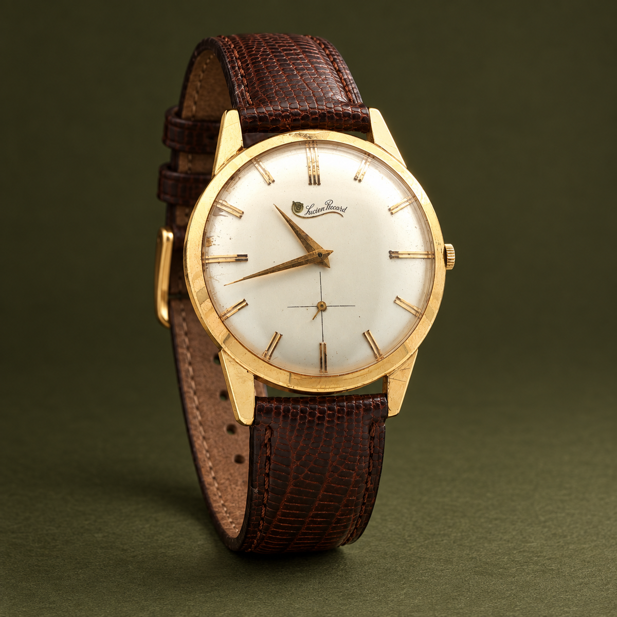Estate Lucien Piccard 18K Yellow Gold Manual Wind Dress Watch, Circa 1950s