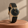 1974 Engraving – Rare Estate Omega 14K Gold Black Dial Watch