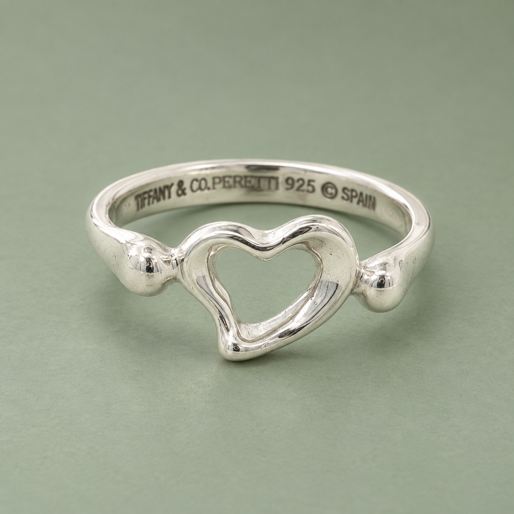 Vintage Tiffany & Co. Elsa Peretti Sterling Silver Open Heart Ring Size 5