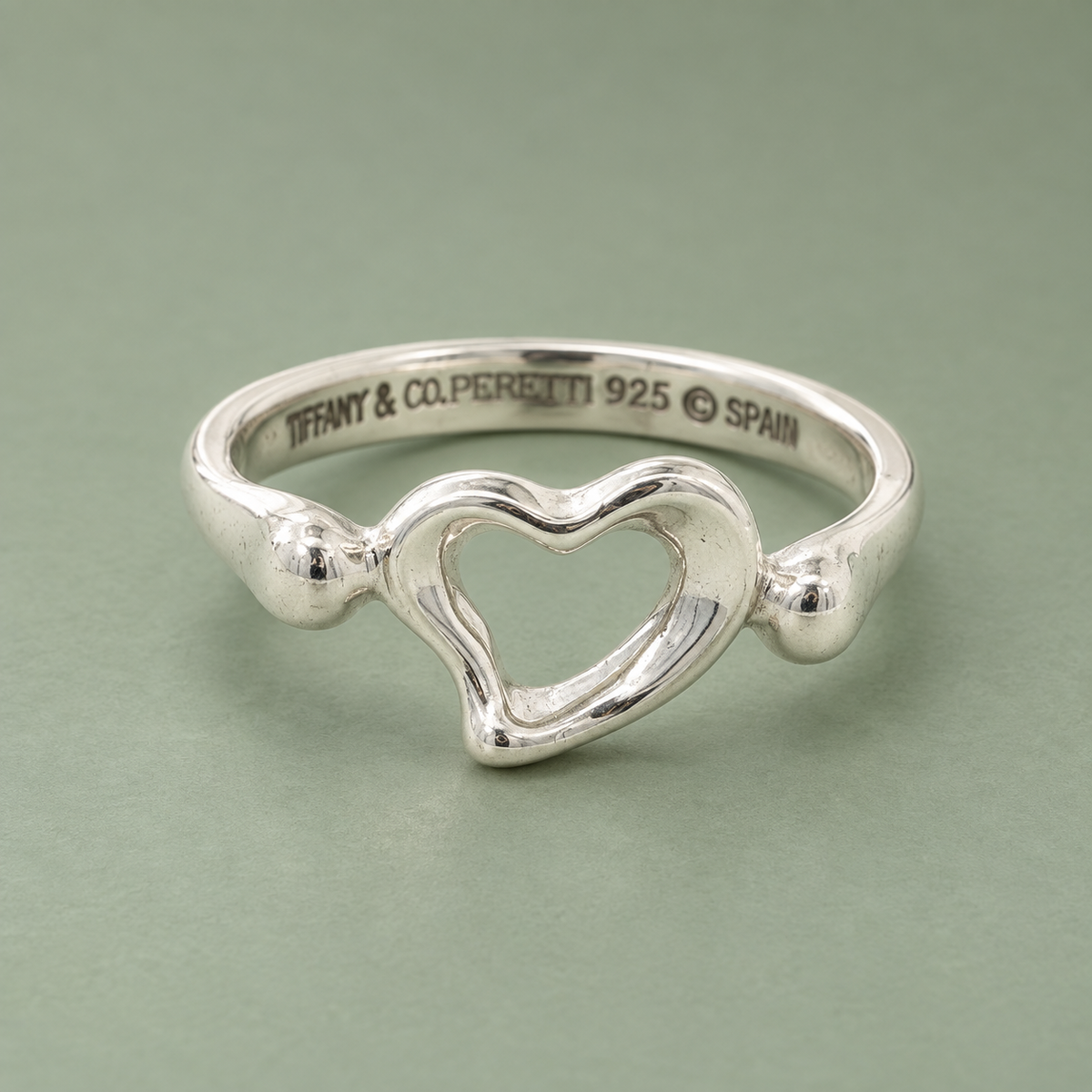 Vintage Tiffany & Co. Elsa Peretti Sterling Silver Open Heart Ring Size 5
