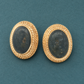 1970s–1980s Vintage Estate 14K Yellow Gold Oval Lapis Lazuli Earrings