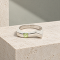 Estate Sterling Silver Geometric Peridot Ring – SZ 6