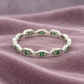 Estate Sterling Silver Emerald-Colored Eternity Ring – SZ 8.50