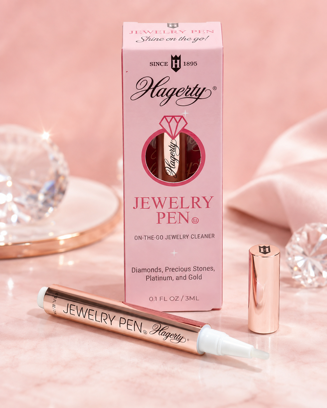 Hagerty Jewelry Pen On-the-Go Jewelry Cleaner – Click, Brush & Shine 3 mL