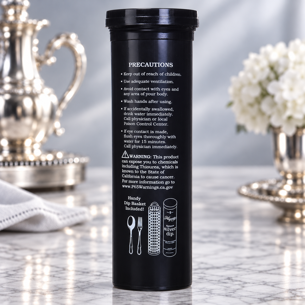 Hagerty Flatware Silver Dip Cleaner with Dipping Basket – 16.9 fl. oz. / 500 mL