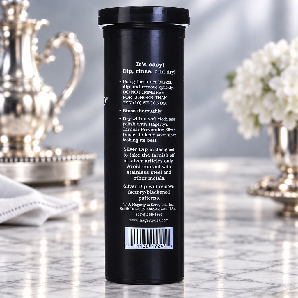 Hagerty Flatware Silver Dip Cleaner with Dipping Basket – 16.9 fl. oz. / 500 mL