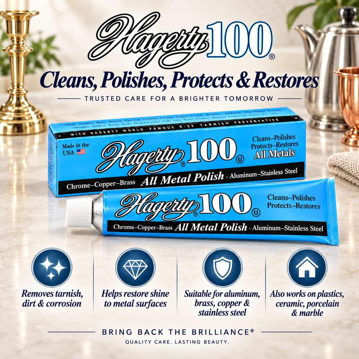 Hagerty 100 All Metal Polish with R-22 Tarnish Preventative – 4 oz