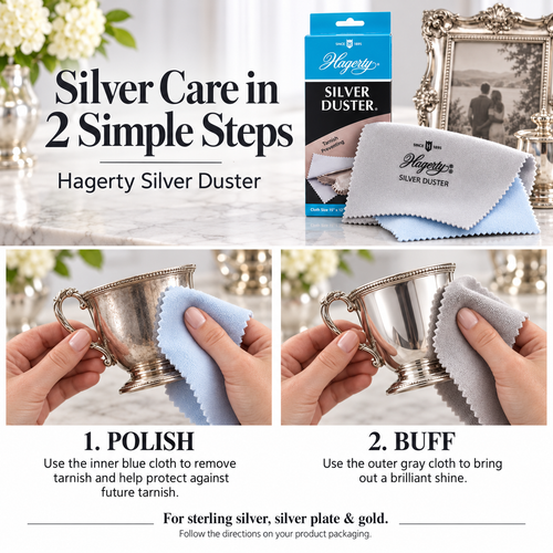 Hagerty Silver Duster Tarnish-Preventing Two-Piece Polishing Cloth – 15" x 12"