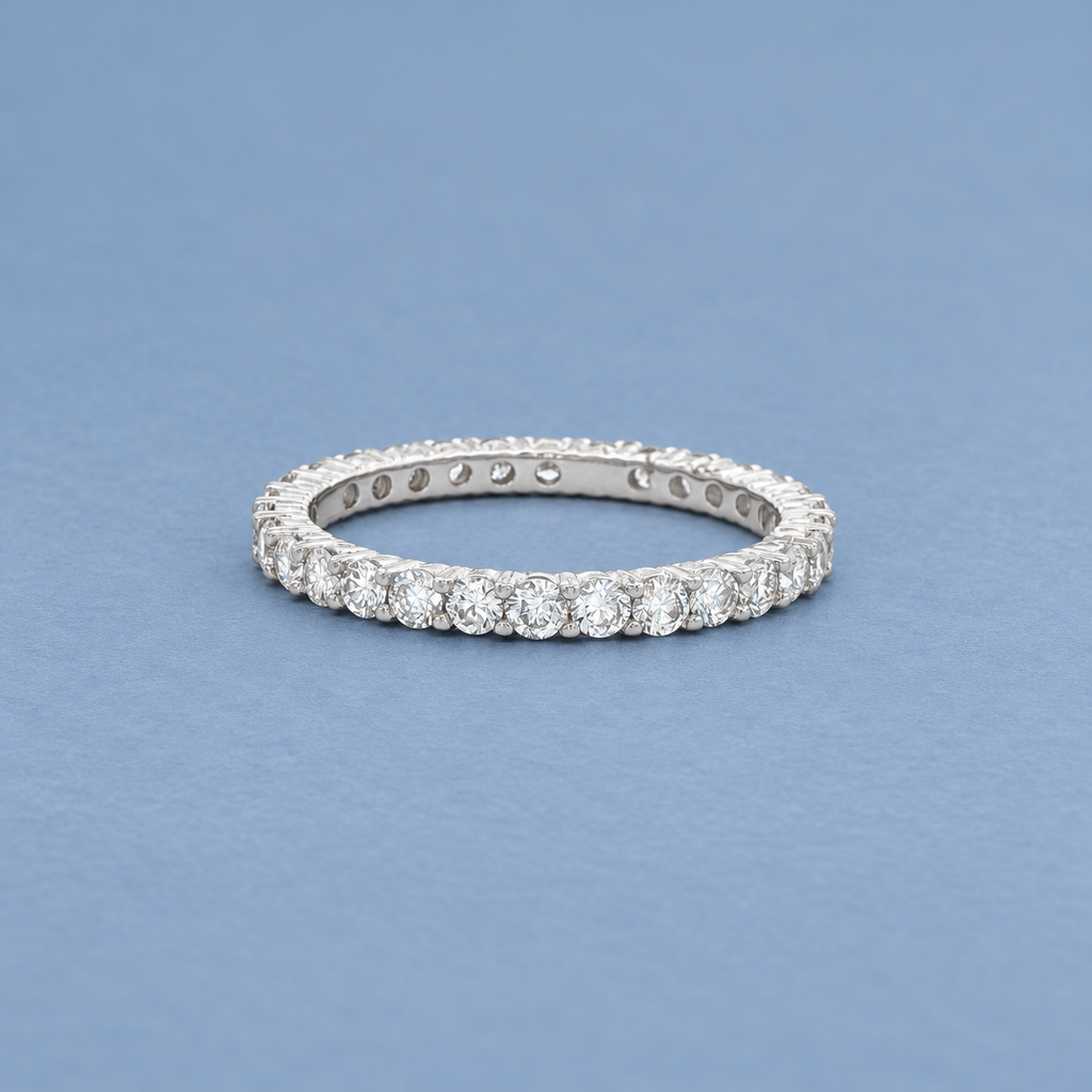 14K White Gold Lab-Grown Diamond Eternity Band – 1.00 CTW, Size 7