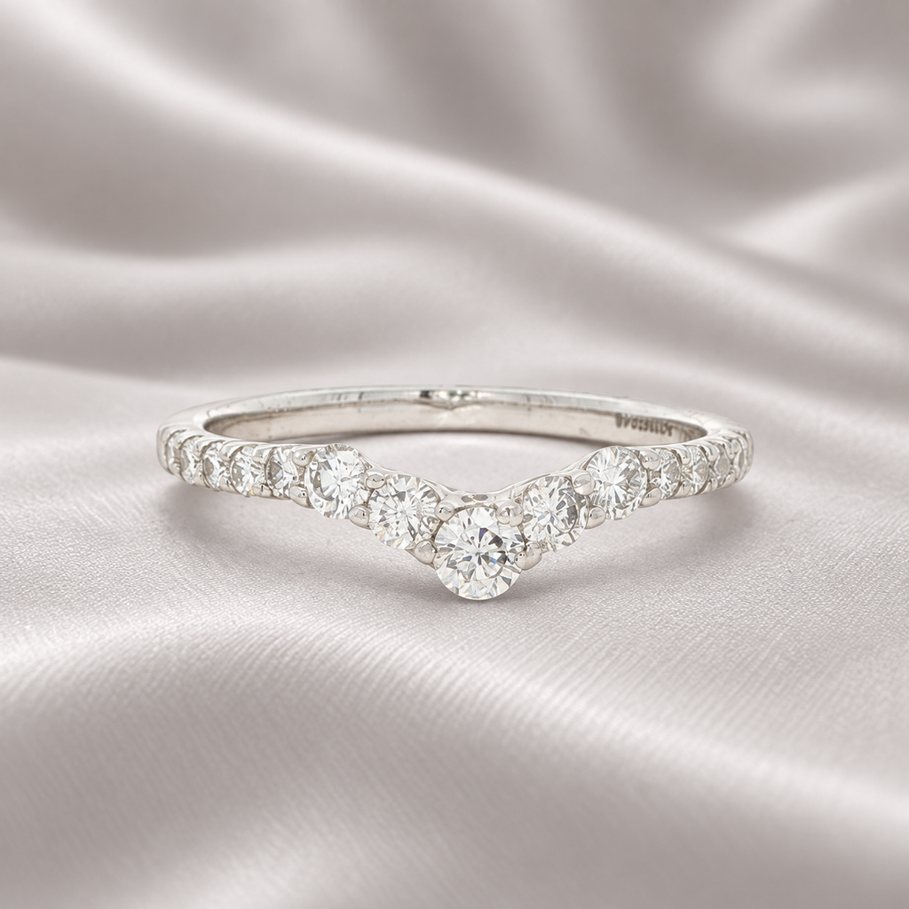 14K White Gold Lab-Grown Diamond Chevron Ring – 0.50 CTW, Size 7