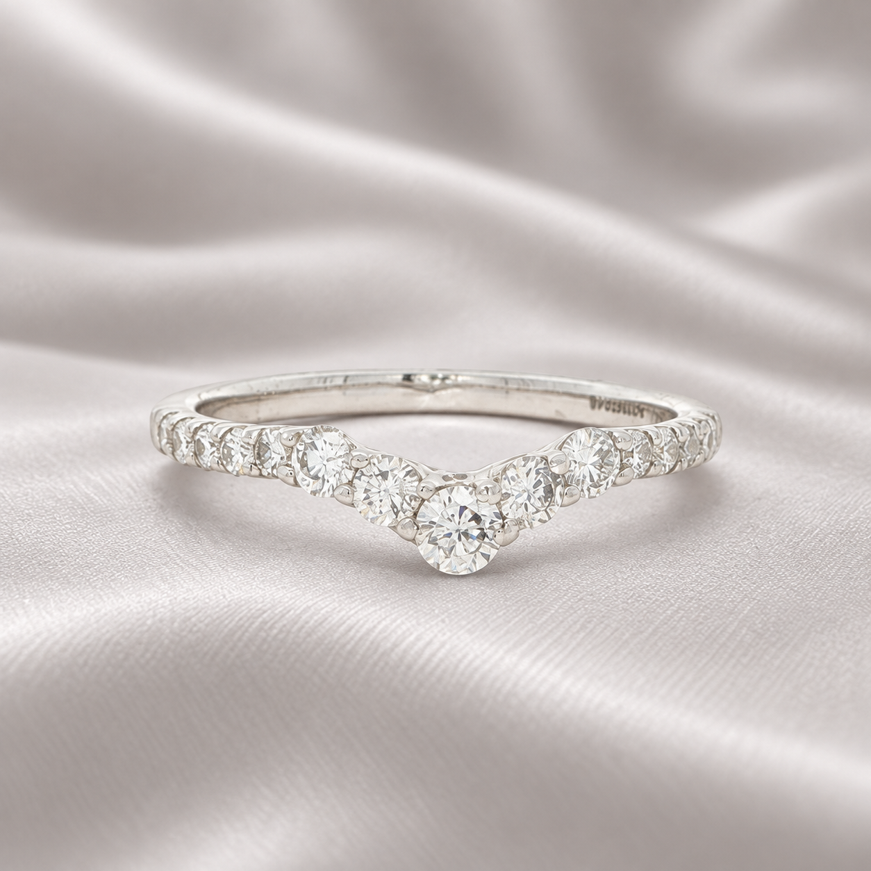 14K White Gold Lab-Grown Diamond Chevron Ring – 0.50 CTW, Size 7