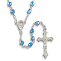 Blue Acrylic Bead Rosary with Silver-Tone Crucifix – 19.5"